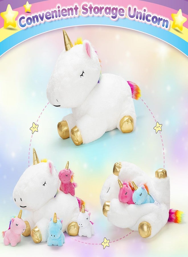 KIZZYEA Toys for Girls Ages 0 1 2 3 4 5 6 7 8+ Years, Unicorn Plush Toys Set, Soft Unicorn Mommy Stuffed Animal with 4 Baby Unicorns in Her Tummy, Birthday for Baby, Toddler, Kids - Image 4